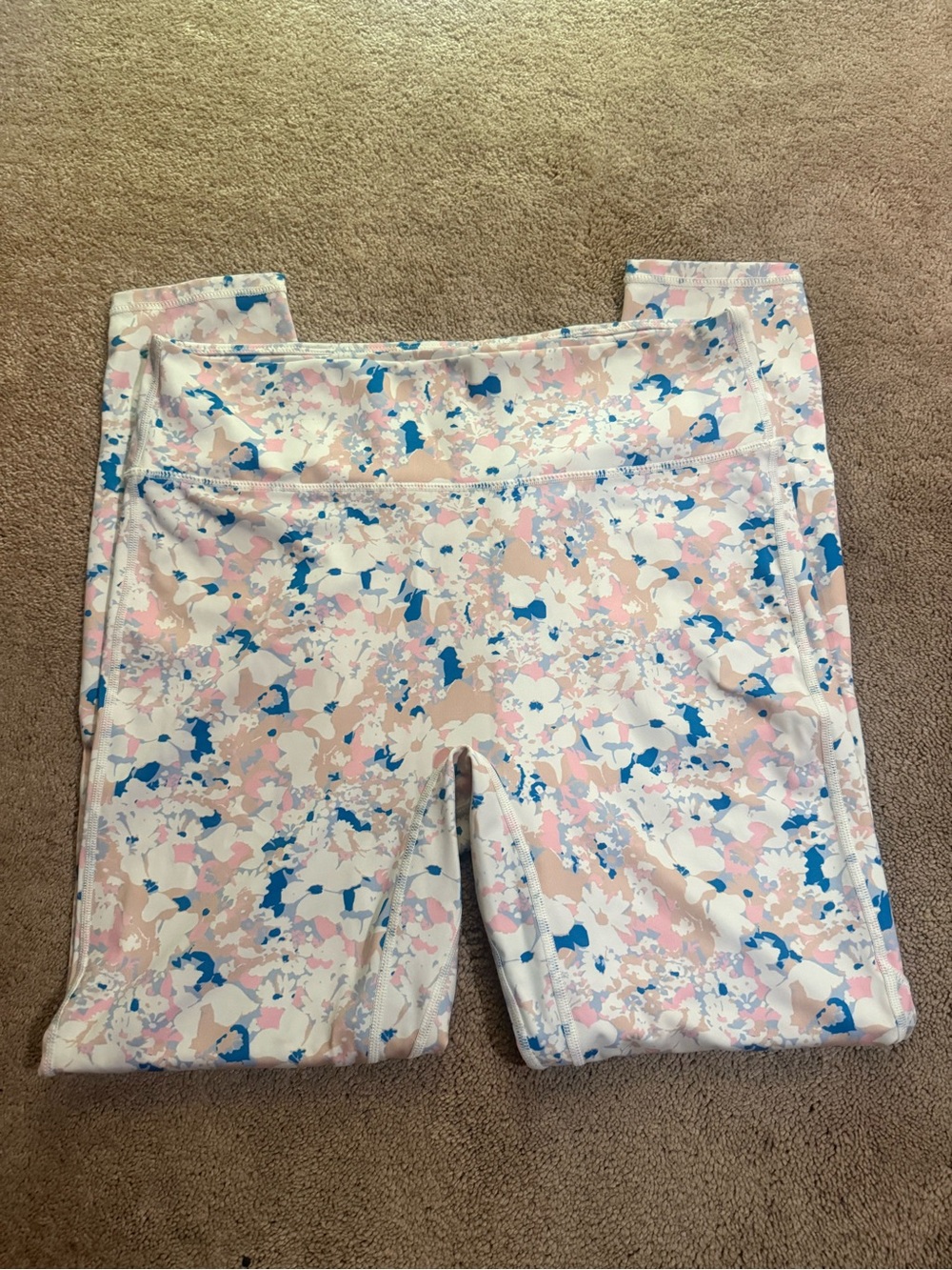 Fabletics Pastel Camouflage Leggings in Pink, Blue & Cream